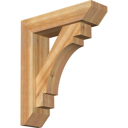 Merced Slat Rough Sawn Bracket W/ Offset Brace, Western Red Cedar, 6W X 22D X 26H